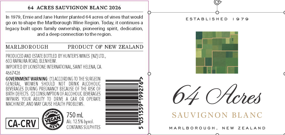 TABC label artwork for 64 Acres Marlborough Sauvignon Blanc, New Zealand
