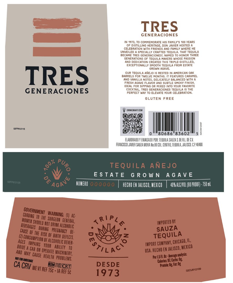 TABC label artwork for Tres Generaciones Anejo