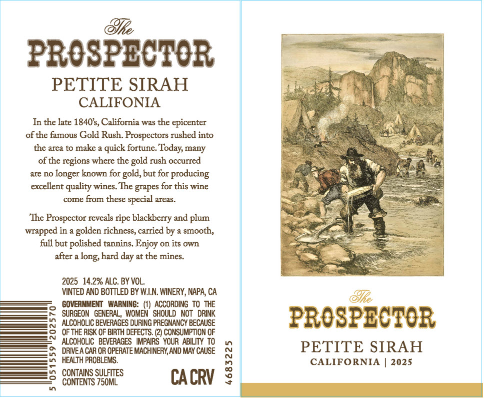 TABC label artwork for The Prospector California Petite Sirah