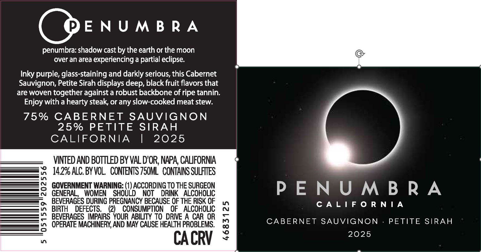 TABC label artwork for Penumbra California Cabernet Sauvignon, Petite Sirah