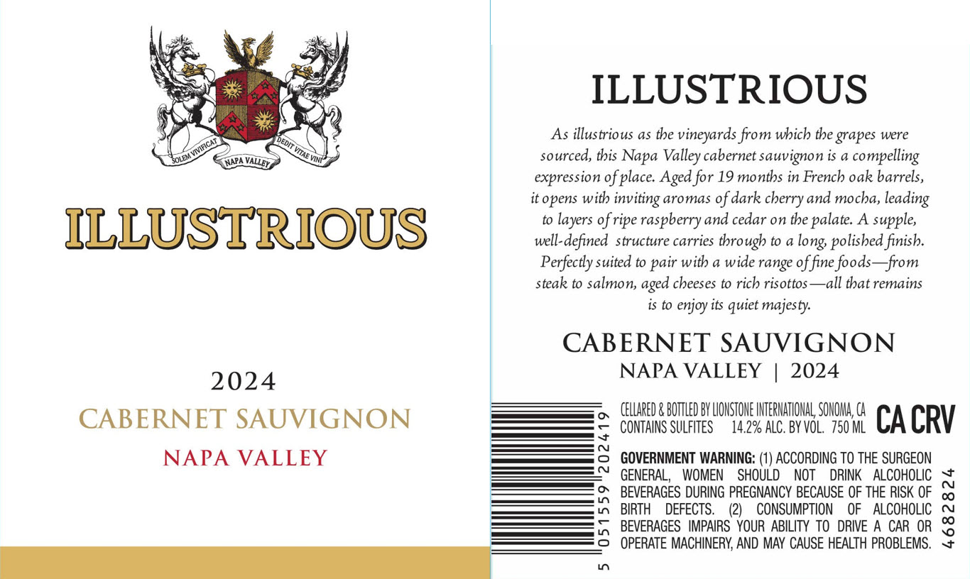 TABC label artwork for Illustrious Napa Valley Cabernet Sauvignon, CA