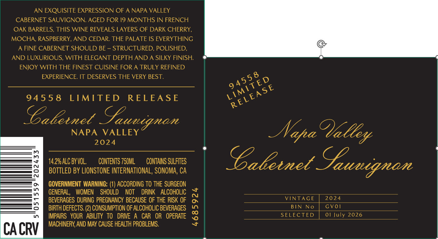 TABC label artwork for 94558 Limited Release Cabernet Sauvignon Napa Valley