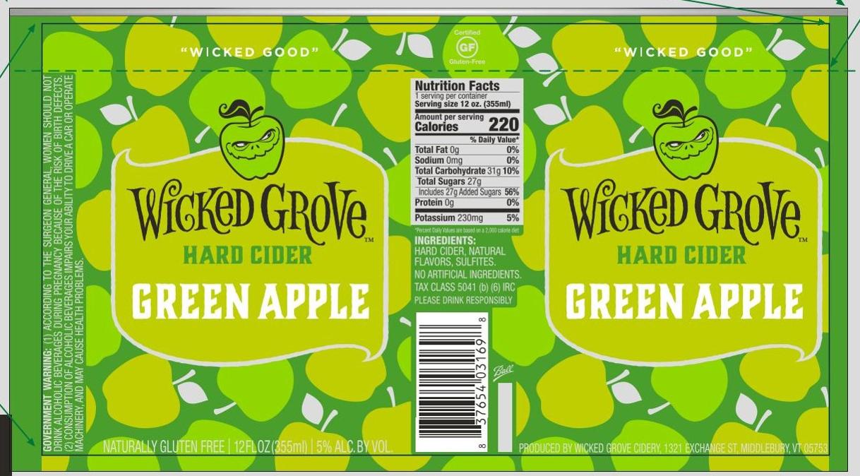 TABC label artwork for Wicked Grove Hard Cider Green Apple