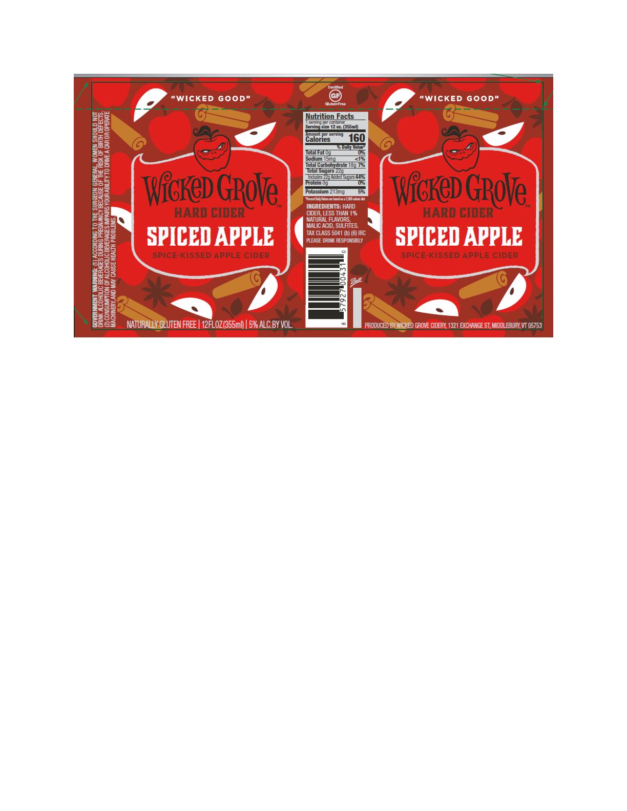 TABC label artwork for Wicked Grove Hard Cider Spiced Apple