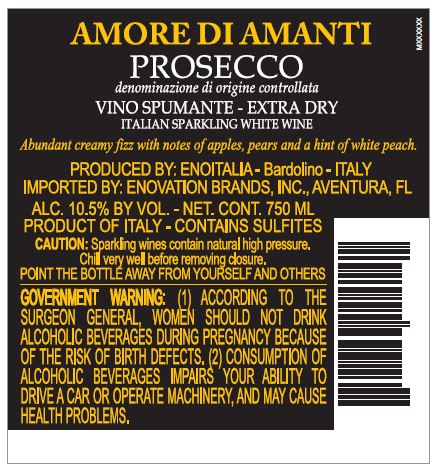 TABC label artwork for AMORE DI AMANTI SPUMANTE PROSECCO