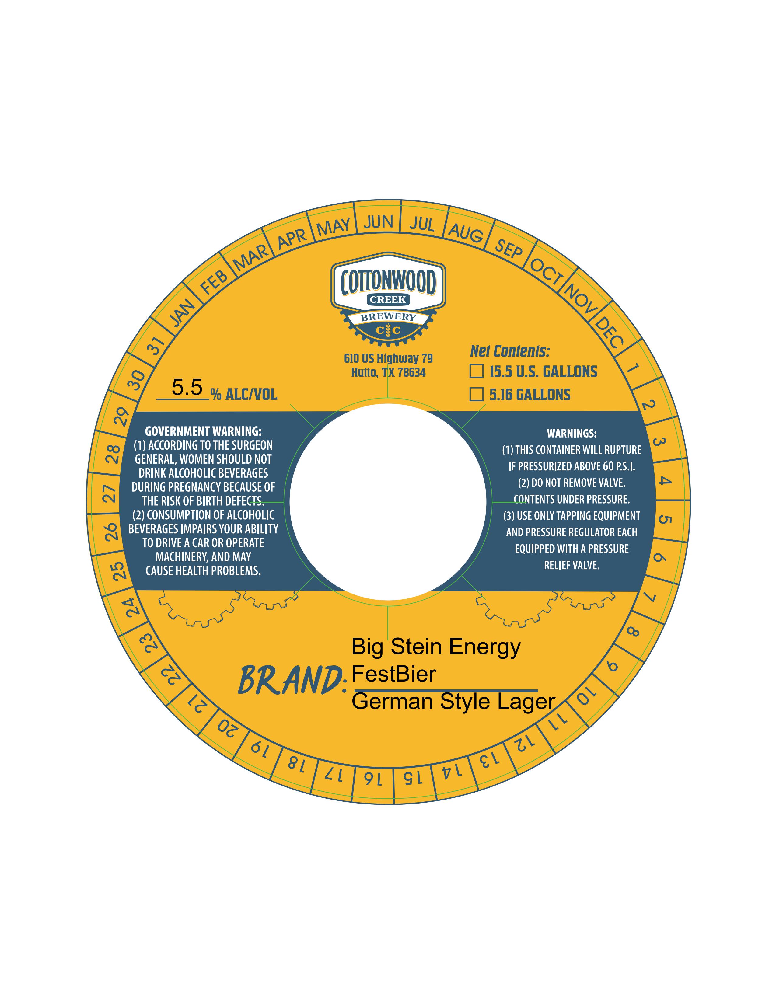 TABC label artwork for Big Stein Energy FestBier German Style Lager