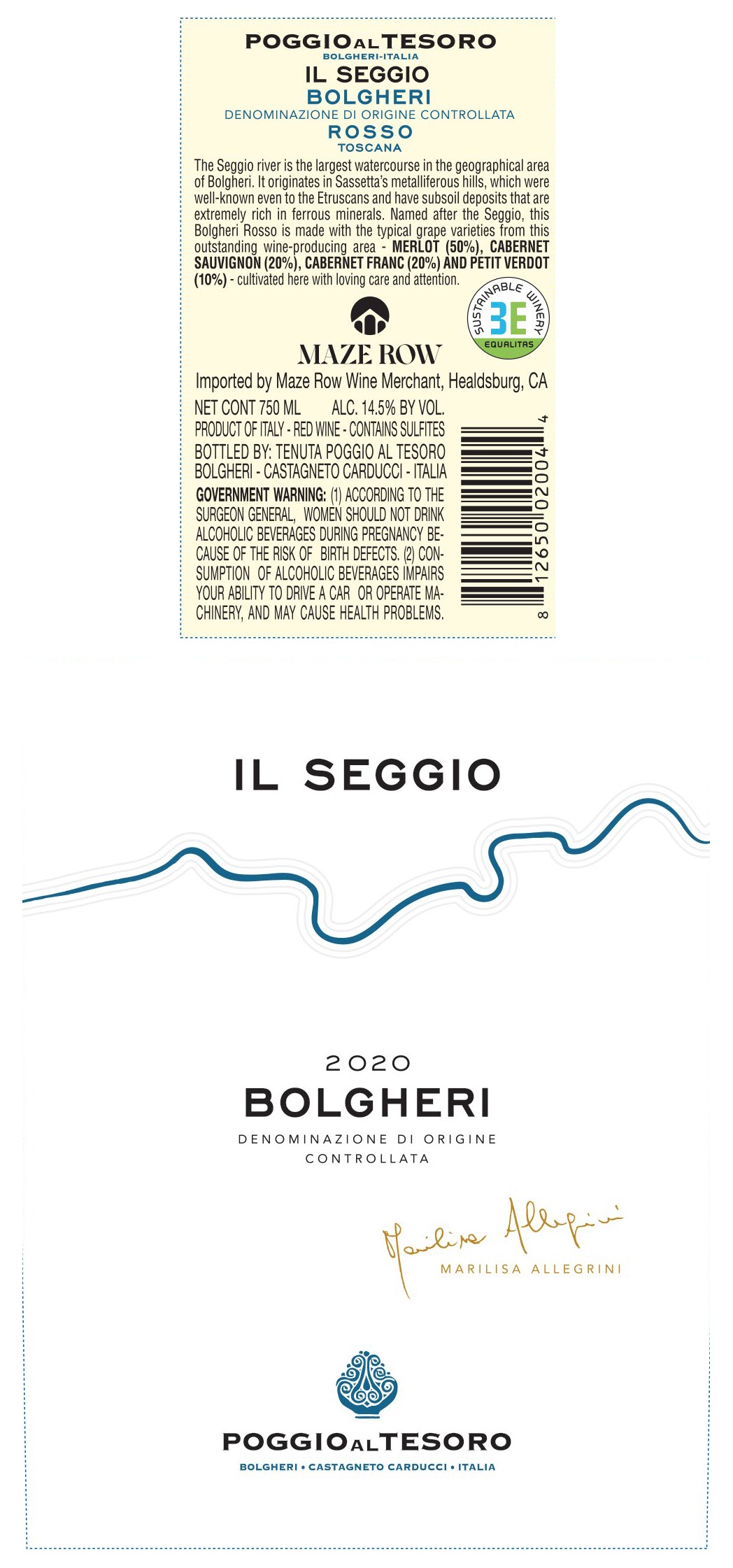 TABC label artwork for Poggio al Tesoro Il Seggio Bolgheri 2020 750ml 6pk