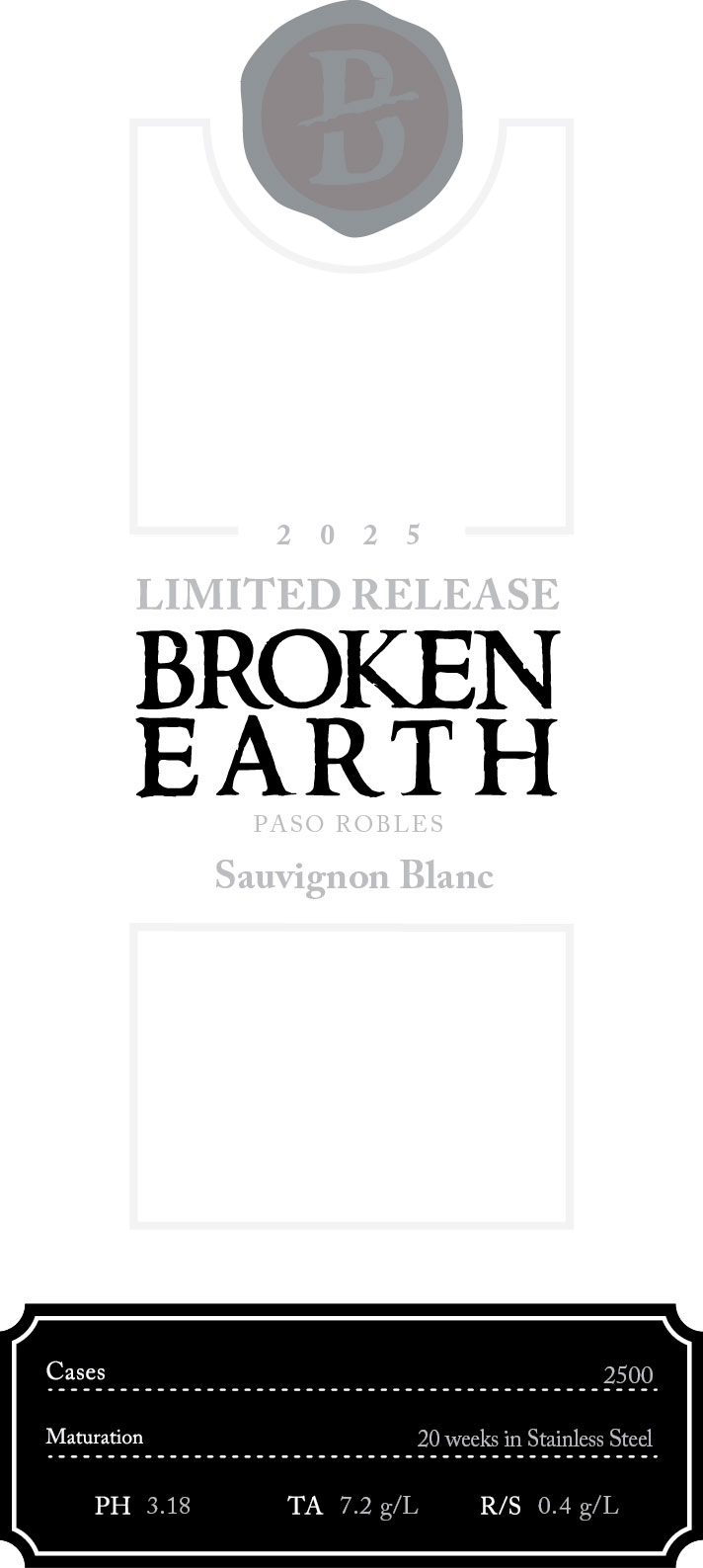 TABC label artwork for Broken Earth Sauvignon Blanc
