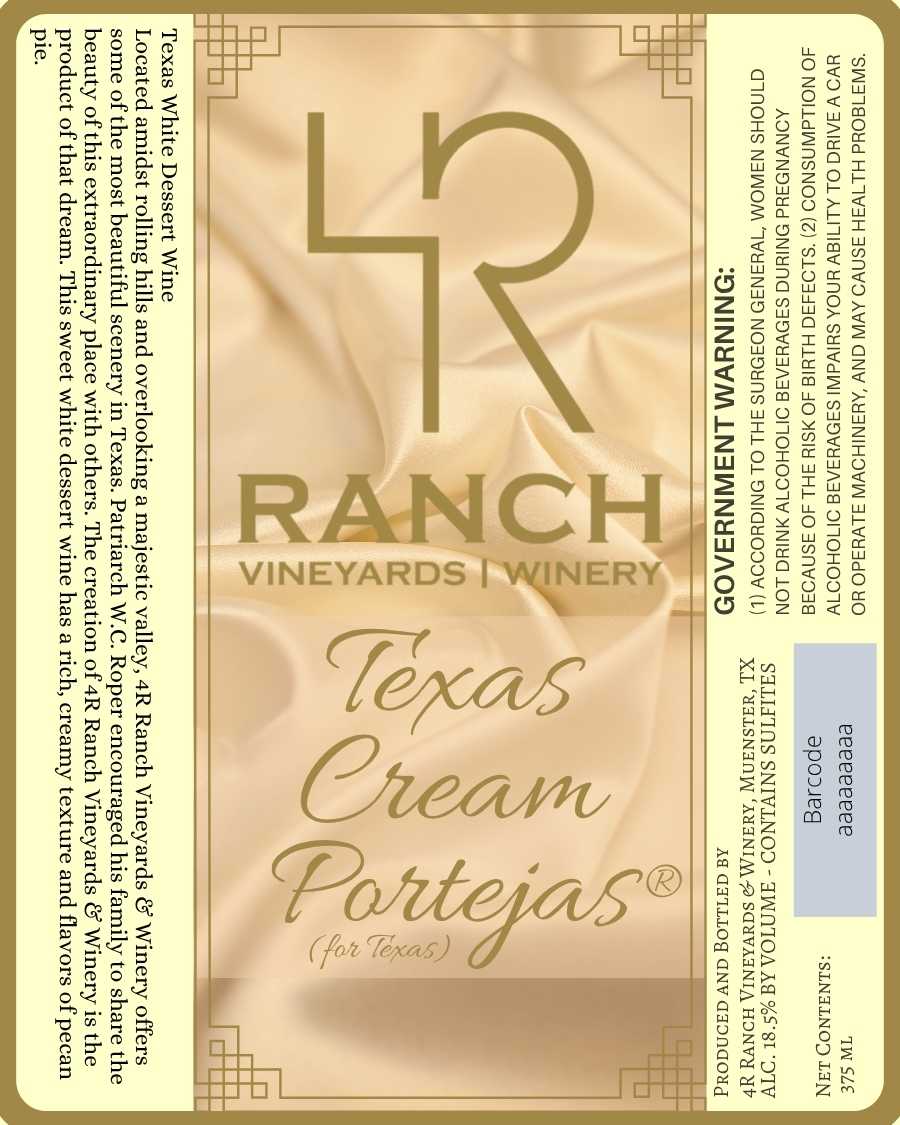 TABC label artwork for TEXAS CREAM PORTEJAS