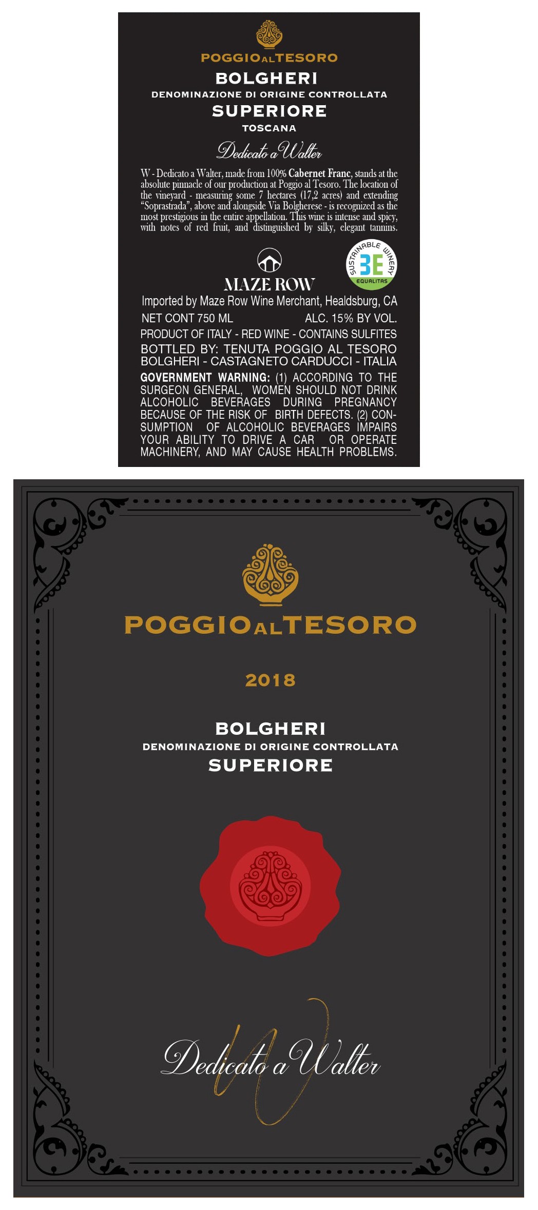 TABC label artwork for Poggio al Tesoro Walter Bolgheri Sup 2018 750ml 6pk