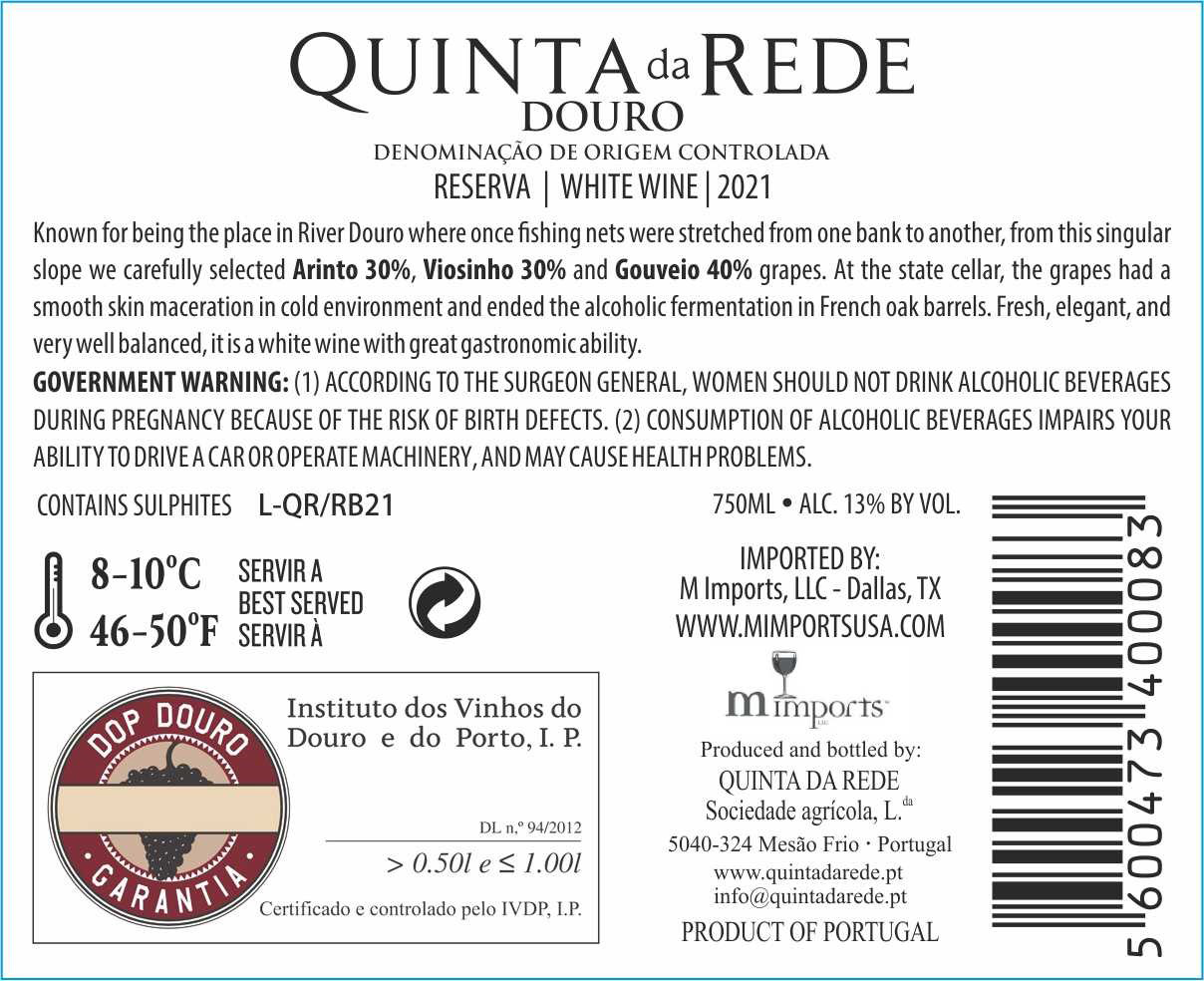TABC label artwork for Quinta Da Rede Douro Doc Branco Reserva 2021