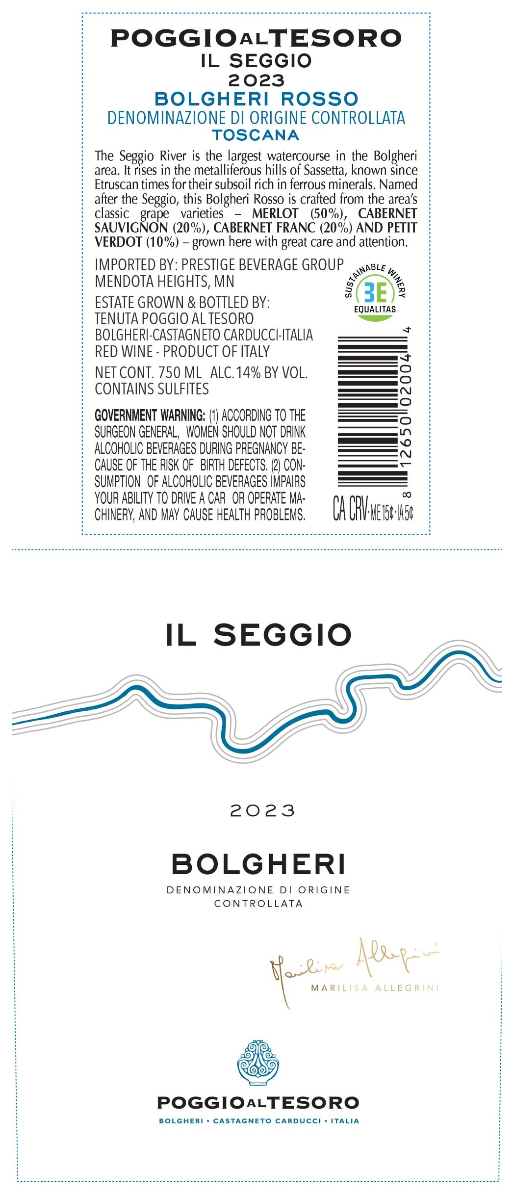 TABC label artwork for Poggio al Tesoro Il Seggio Bolgheri 2023 750ml 6pk 14ABV