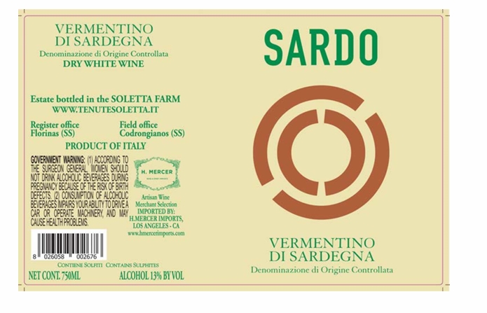 TABC label artwork for SARDO VERMENTINO