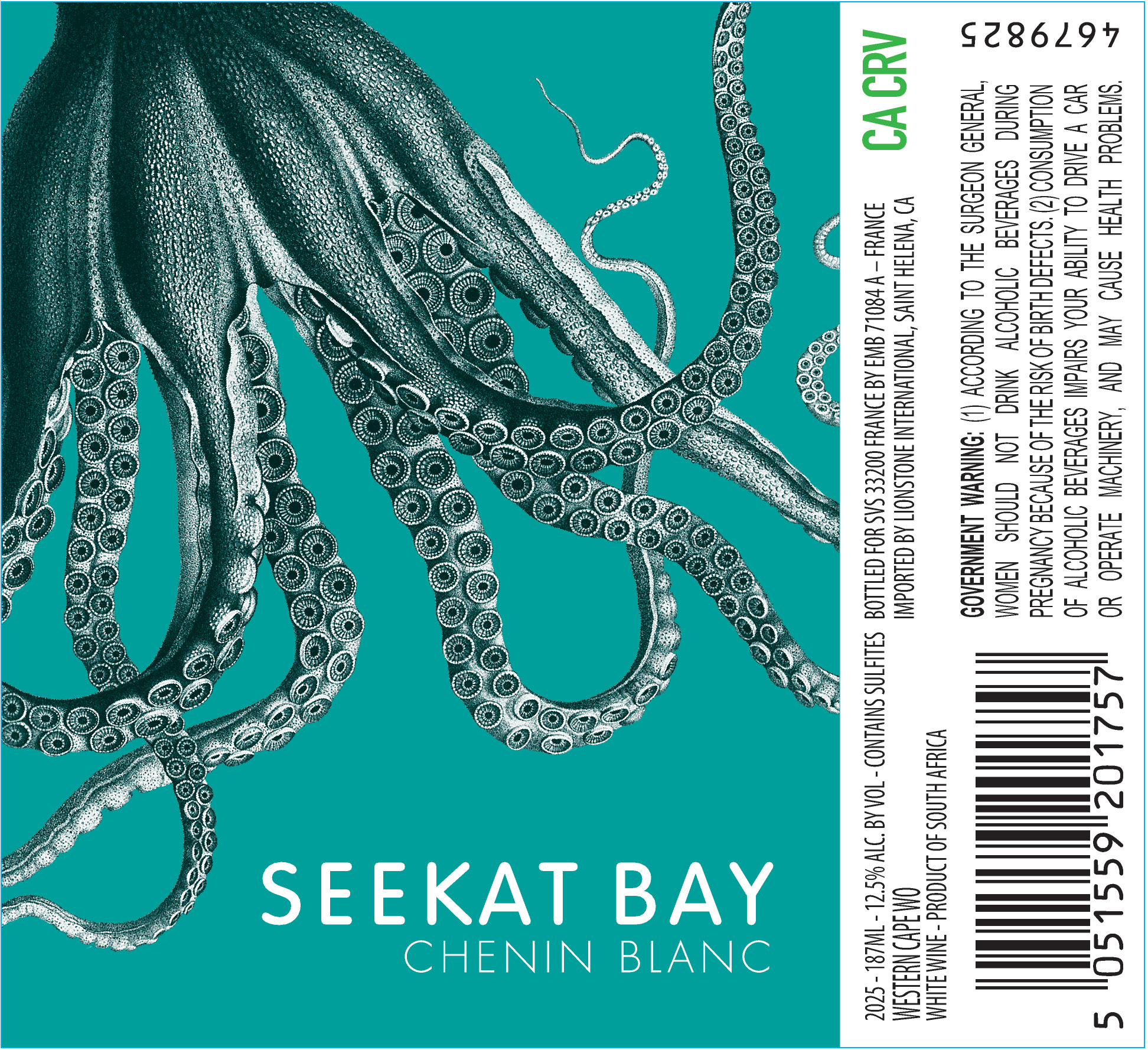 TABC label artwork for Seekat Bay Western Cape Chenin Blanc, South Africa