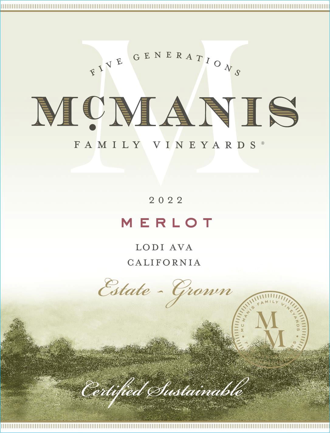 TABC label artwork for McManis Family Vineyards Merlot Lodi