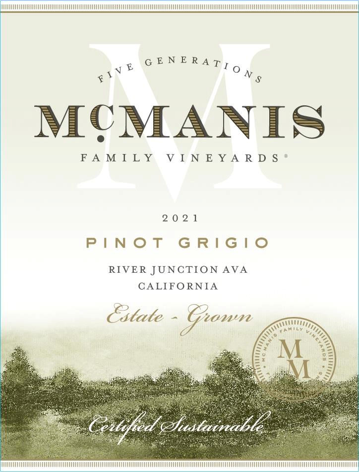 TABC label artwork for McManis Family Vineyards Pinot Grigio River Junction