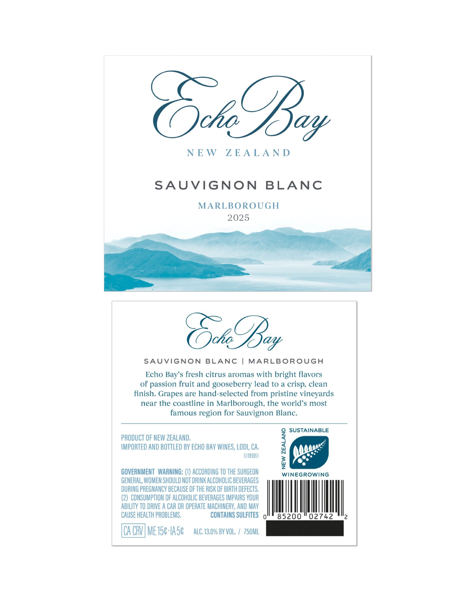 TABC label artwork for Echo Bay Sauvignon Blanc Marlborough