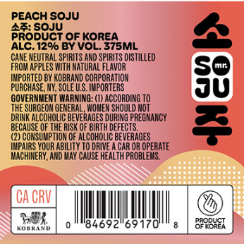 TABC label artwork for Mr. Soju - Peach