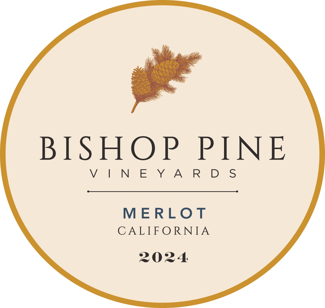 TABC label artwork for Bishop Pine Vineyards Merlot, California (701)