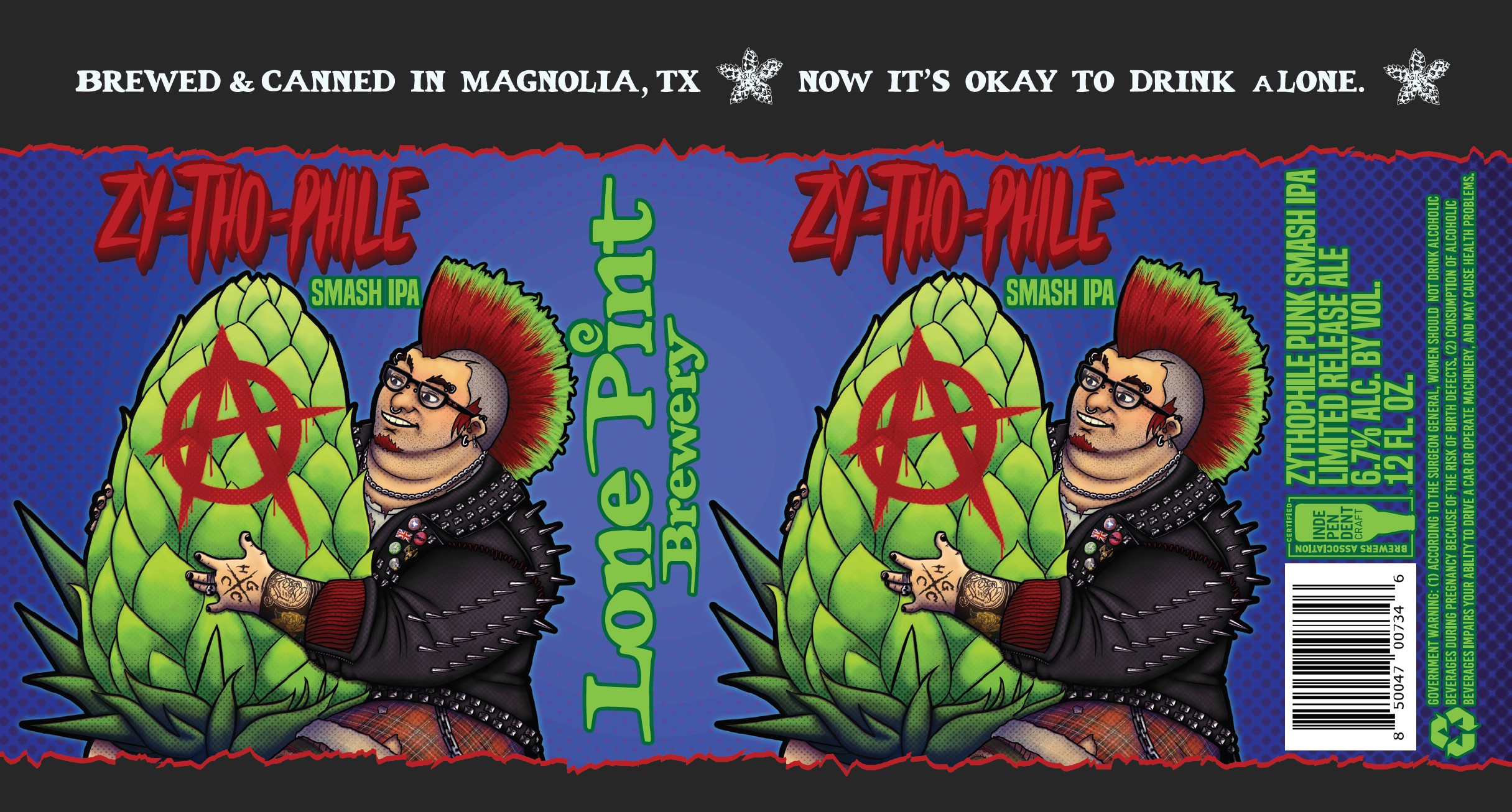 TABC label artwork for Zythophile Punk Smash IPA