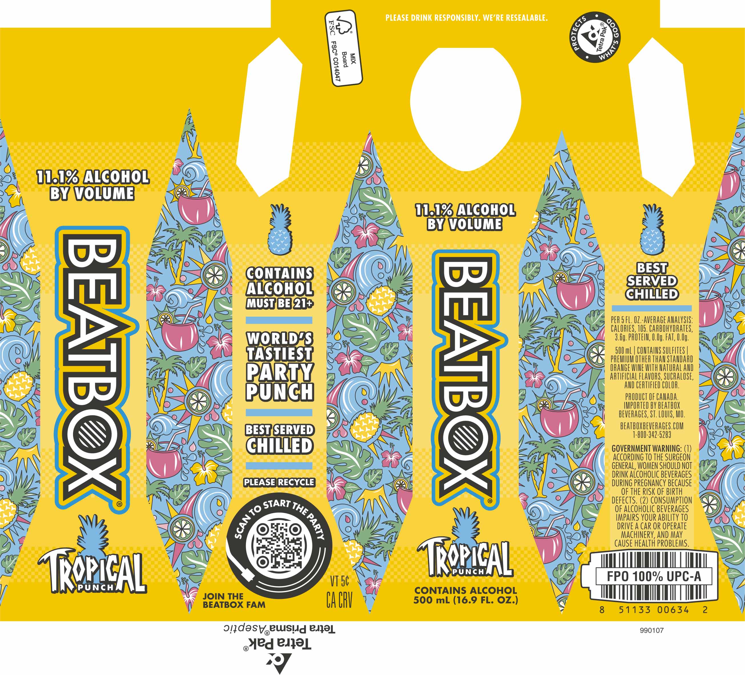 TABC label artwork for BEATBOX TROPICAL PUNCH (PRODUCT OF CANADA)