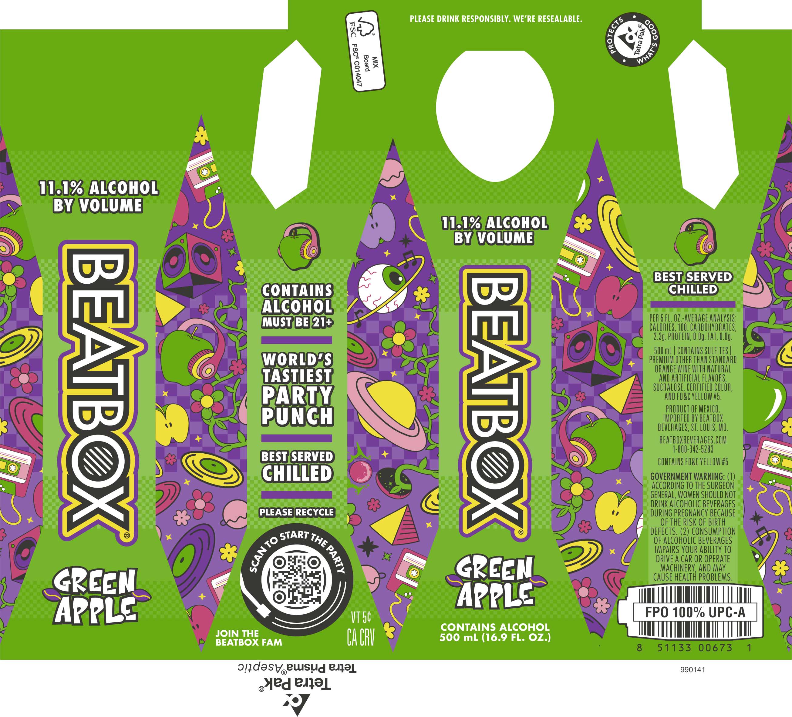 TABC label artwork for BEATBOX GREEN APPLE (PRODUCT OF MEXICO)