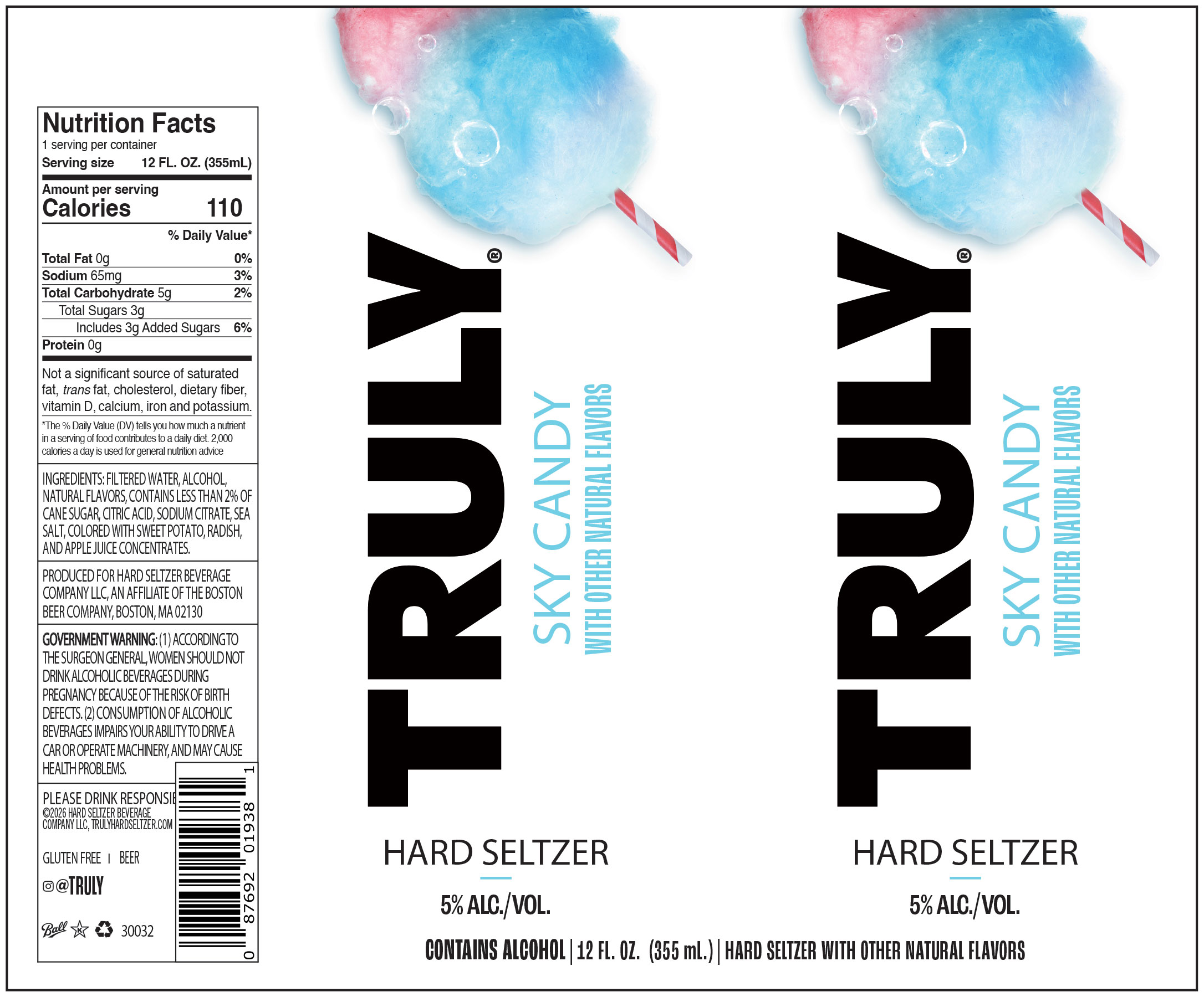 TABC label artwork for TRULY HARD SELTZER SKY CANDY