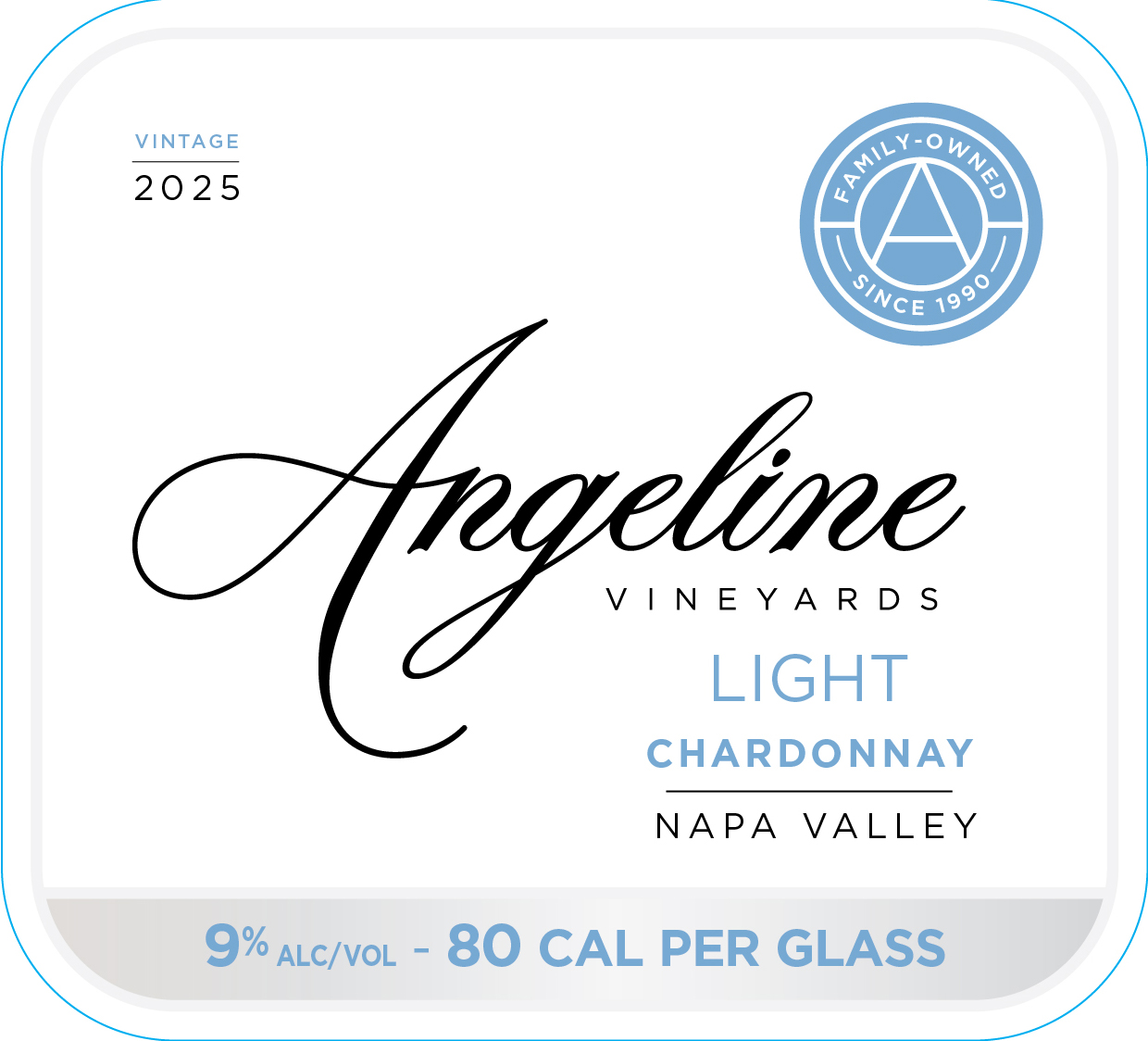 TABC label artwork for ANGELINE VINEYARDS Chardonnay Light Napa Valley