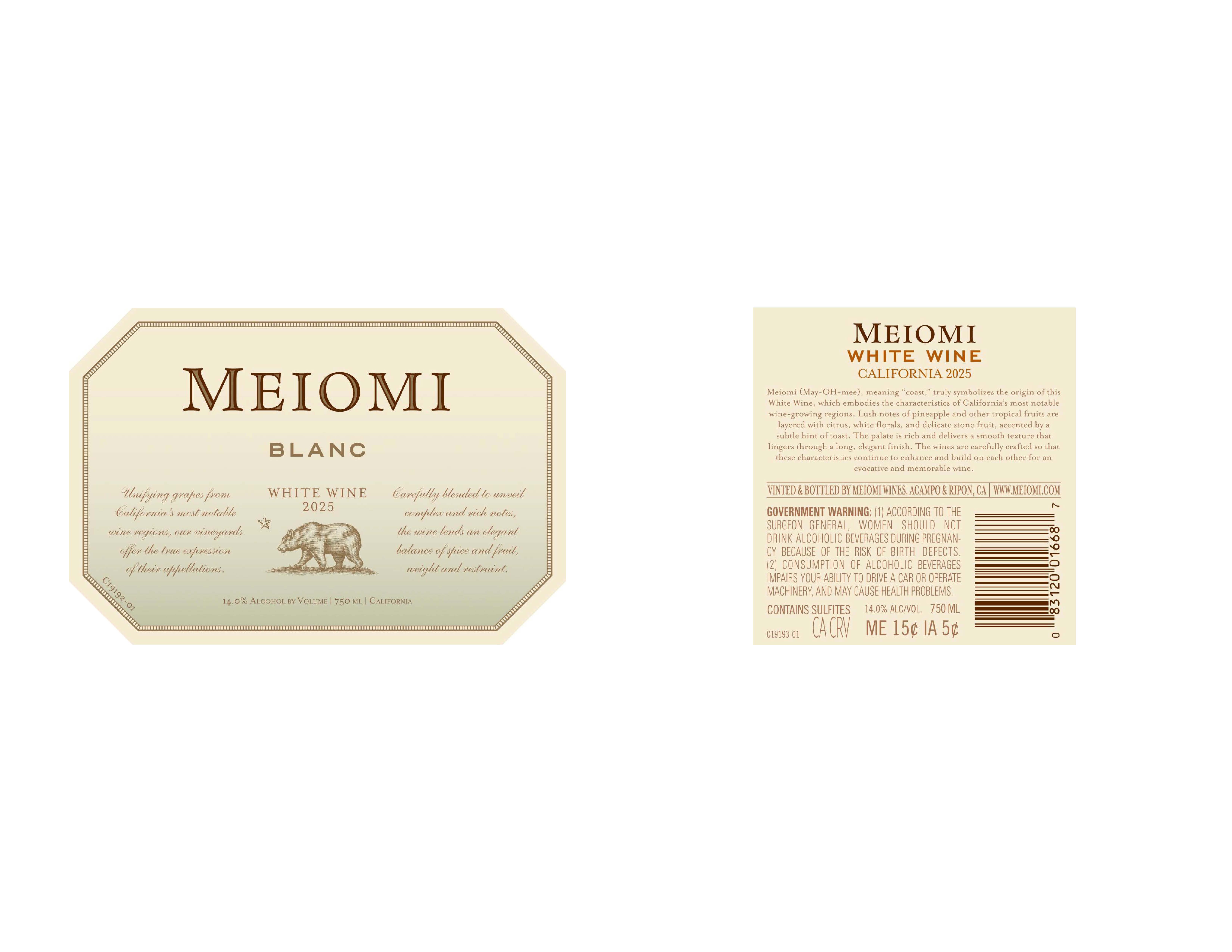 TABC label artwork for Meiomi- White