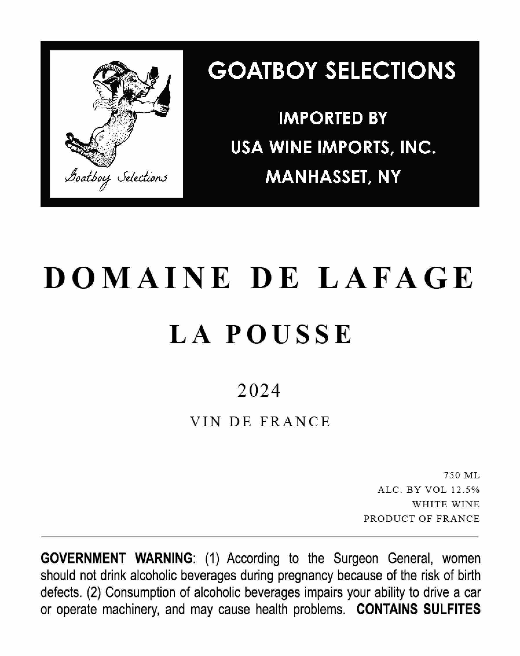 TABC label artwork for Domaine de Lafage La Pousse Vin de France White Wine