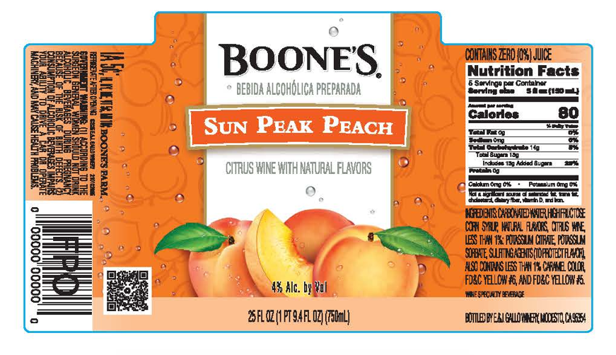 TABC label artwork for Boone's Sun Peak Peach