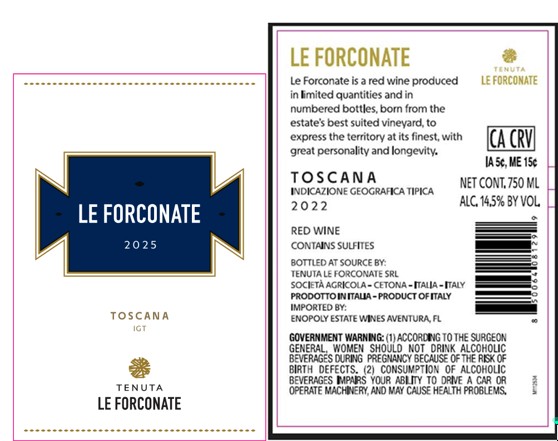 TABC label artwork for TENUTA LE FORCONATE TOSCANA