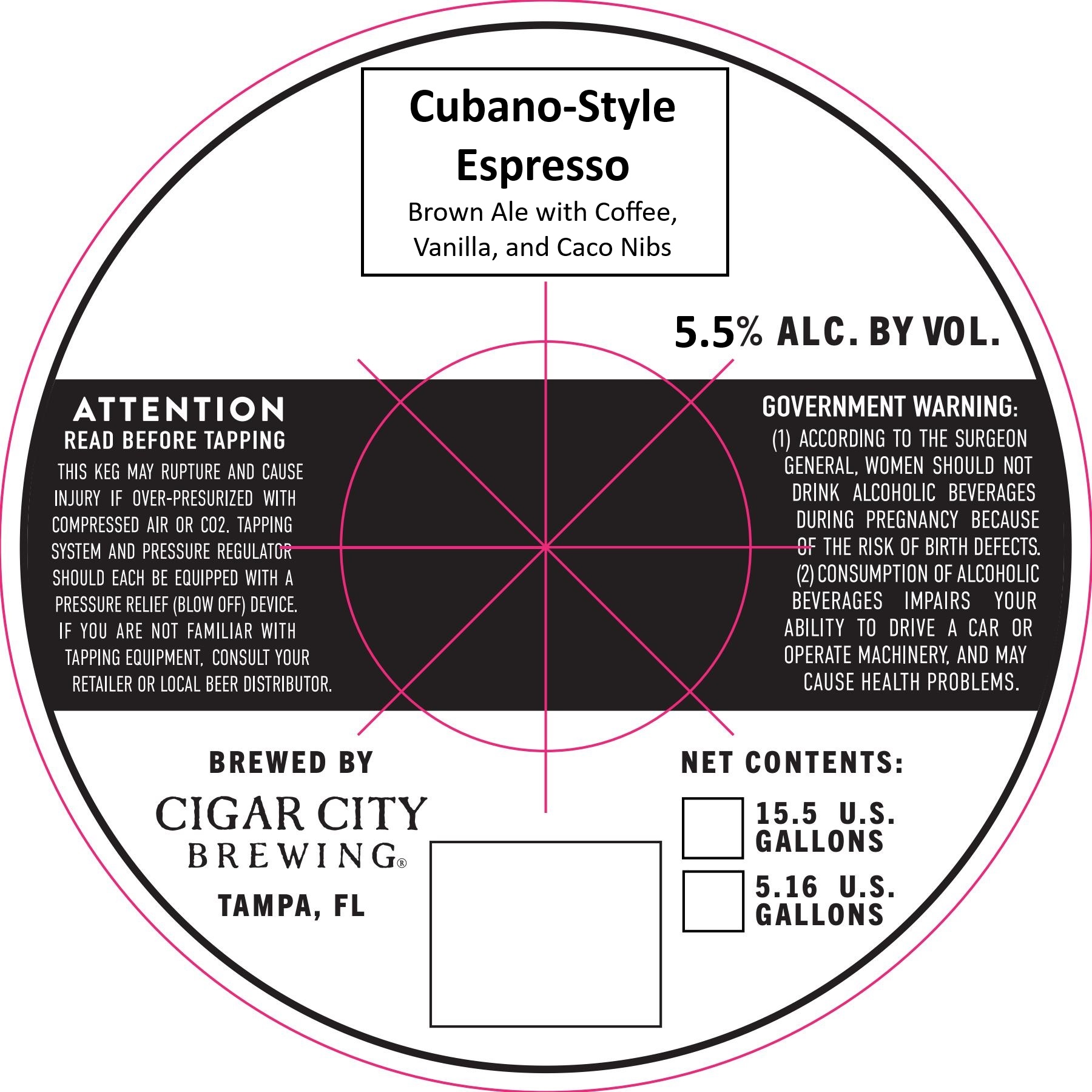 TABC label artwork for Cubano-Style Espresso