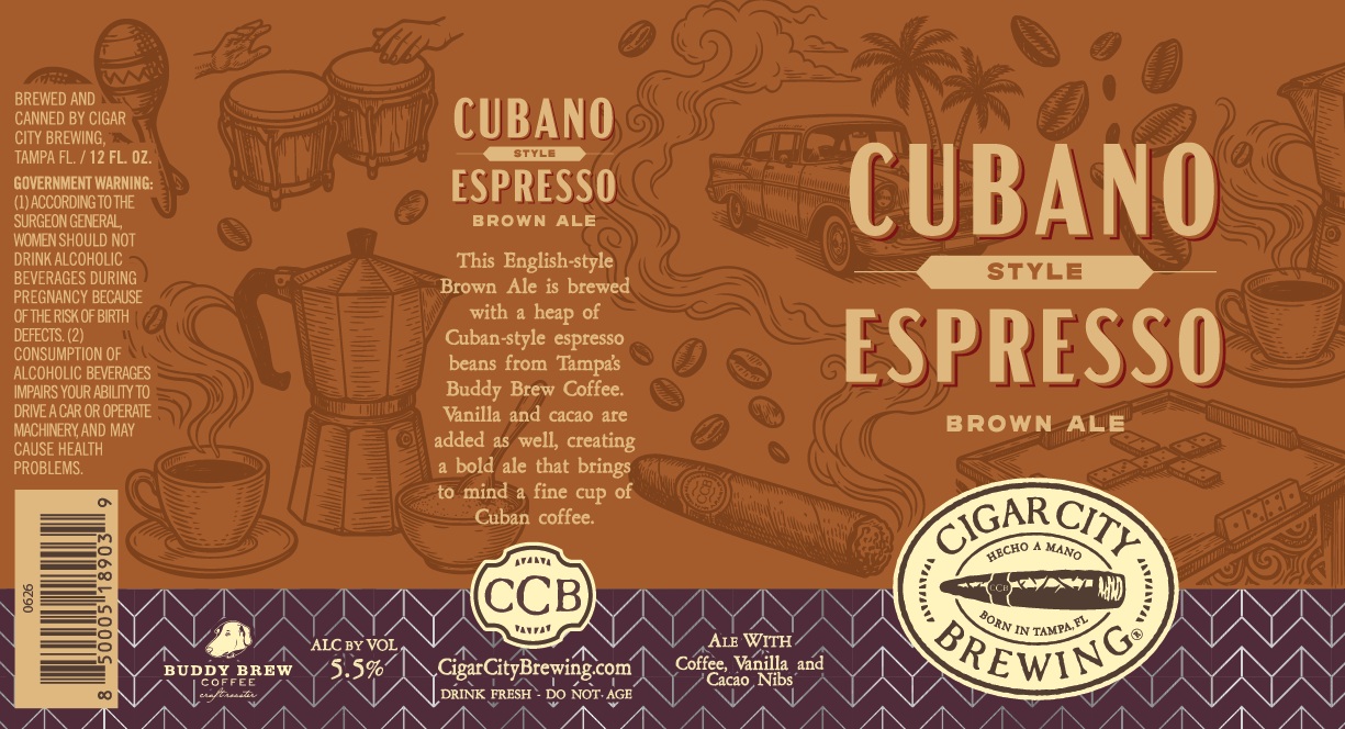 TABC label artwork for Cubano-Style Espresso