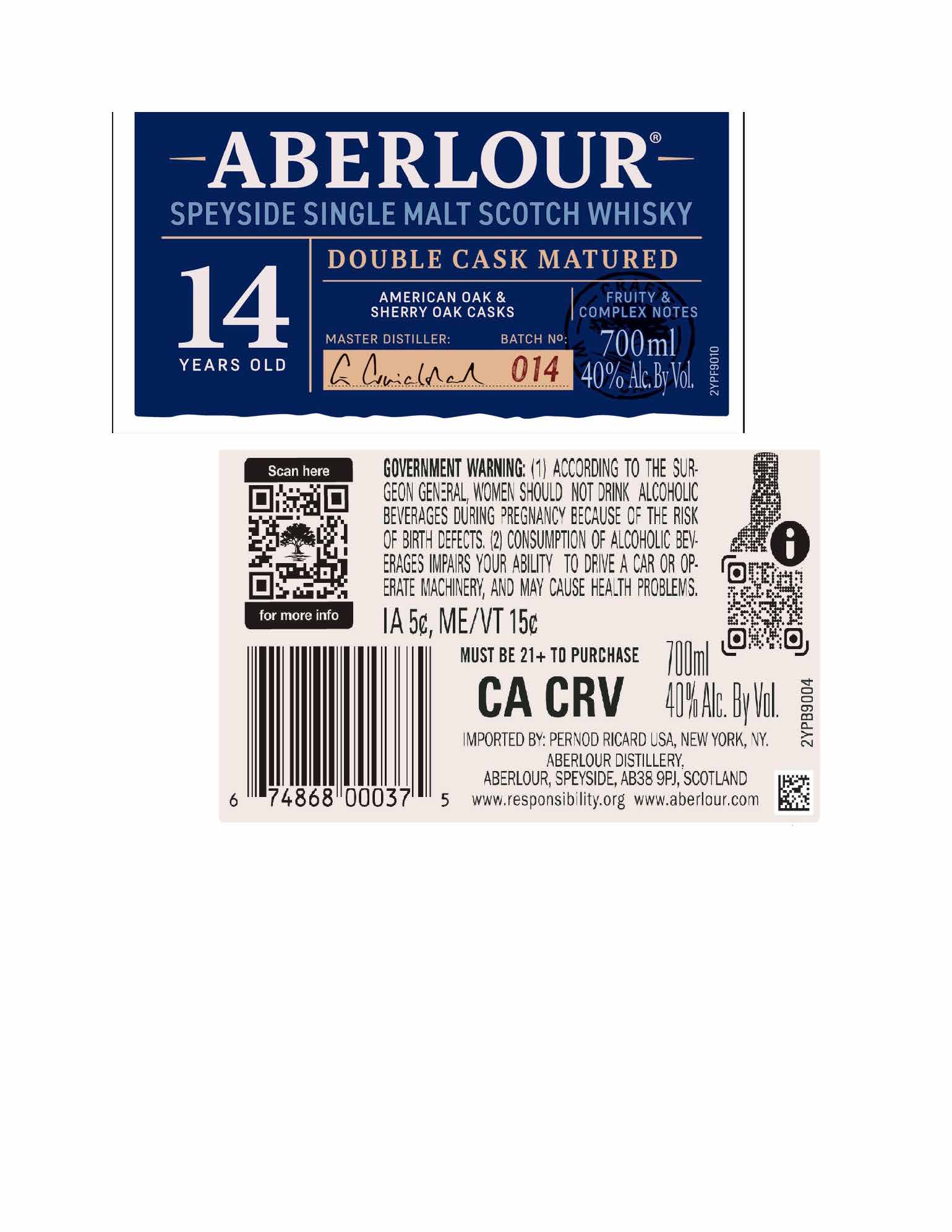 TABC label artwork for Aberlour 14 YO Double Cask Matured