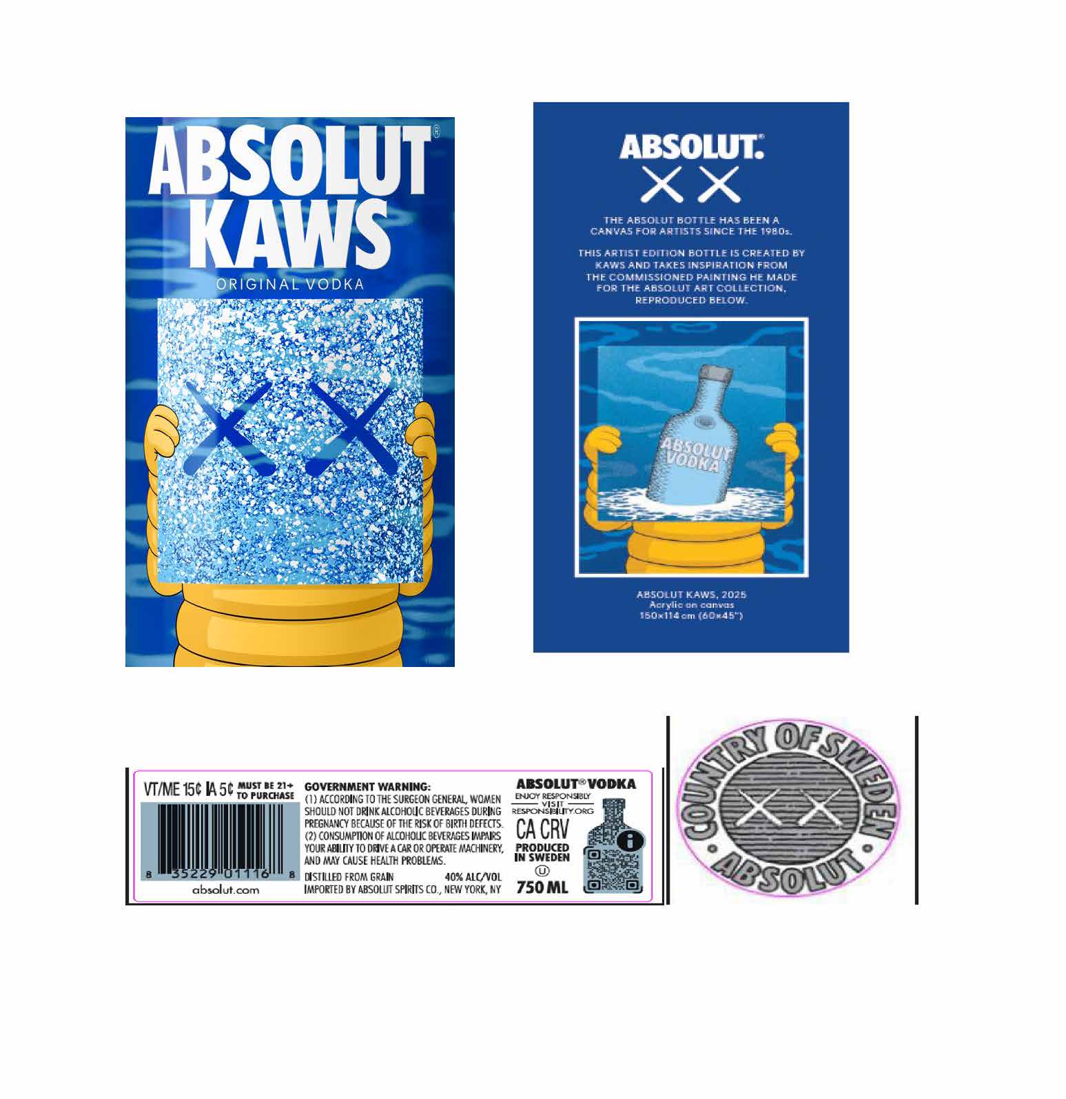 TABC label artwork for Absolut KAWS Vodka