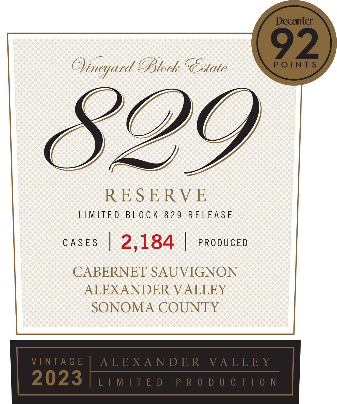 TABC label artwork for Vineyard Block Estate Cabernet Sauvignon Alexander Valley