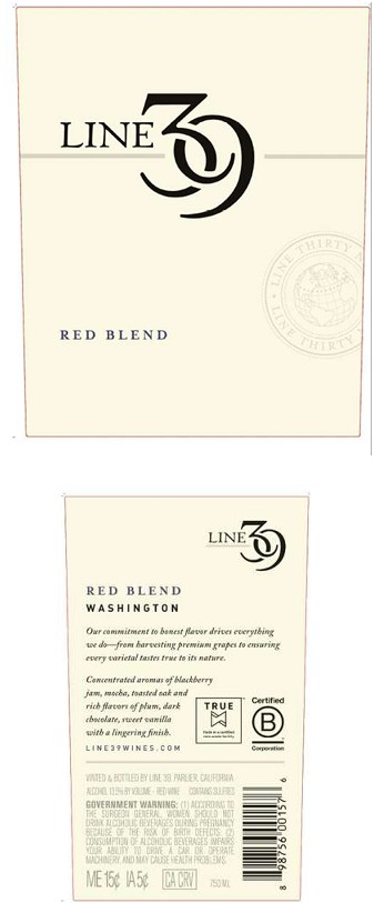 TABC label artwork for LINE 39 RED WINE WASHINGTON