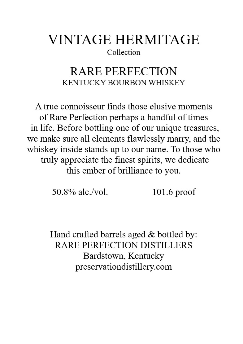 TABC label artwork for Rare Perfection 10Yrs Old- Barrel Pick