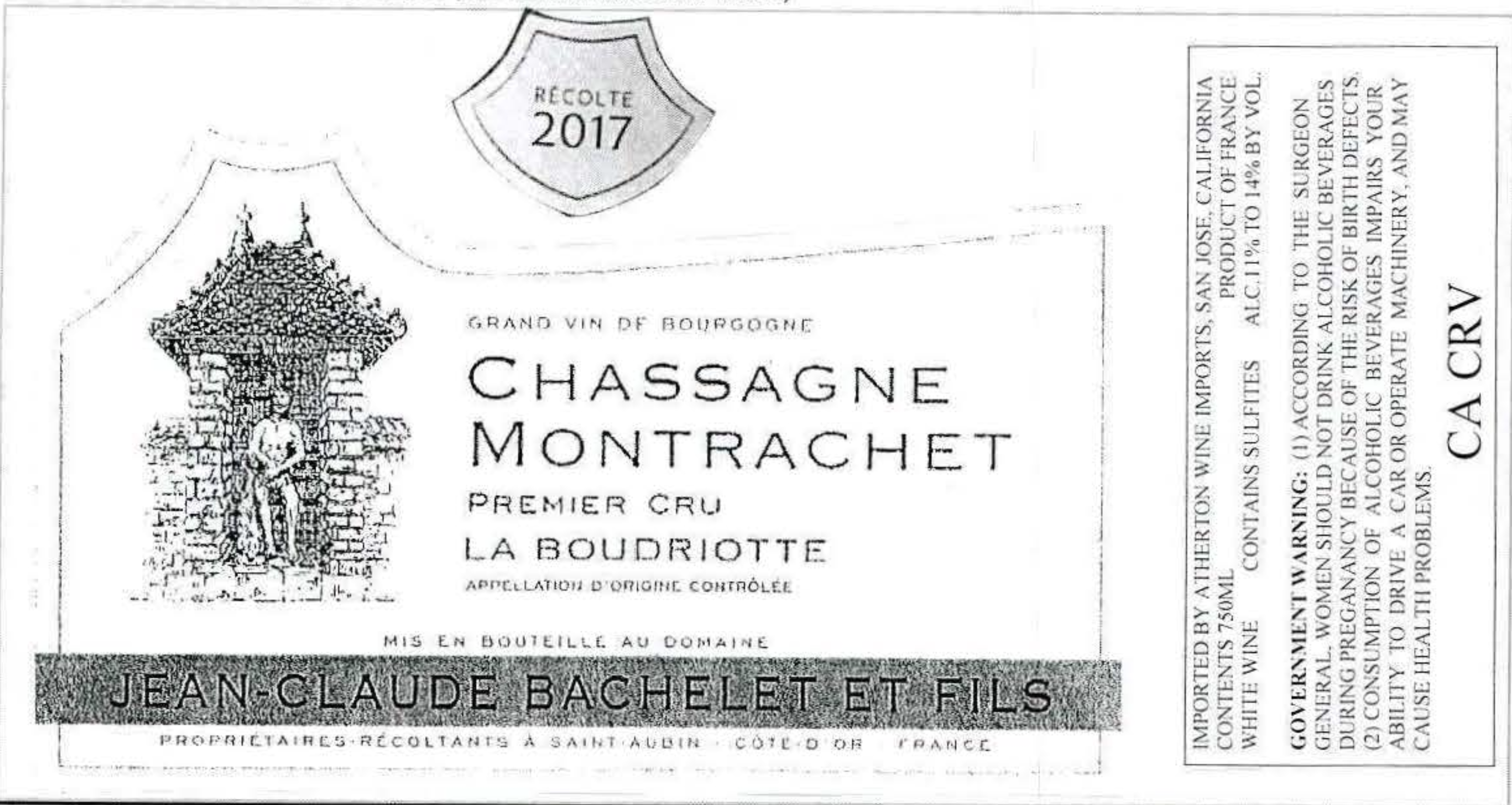 TABC label artwork for JEAN-CLAUDE BACHELET CHASSAGNE MONTRACHET BOUDRIOTTE