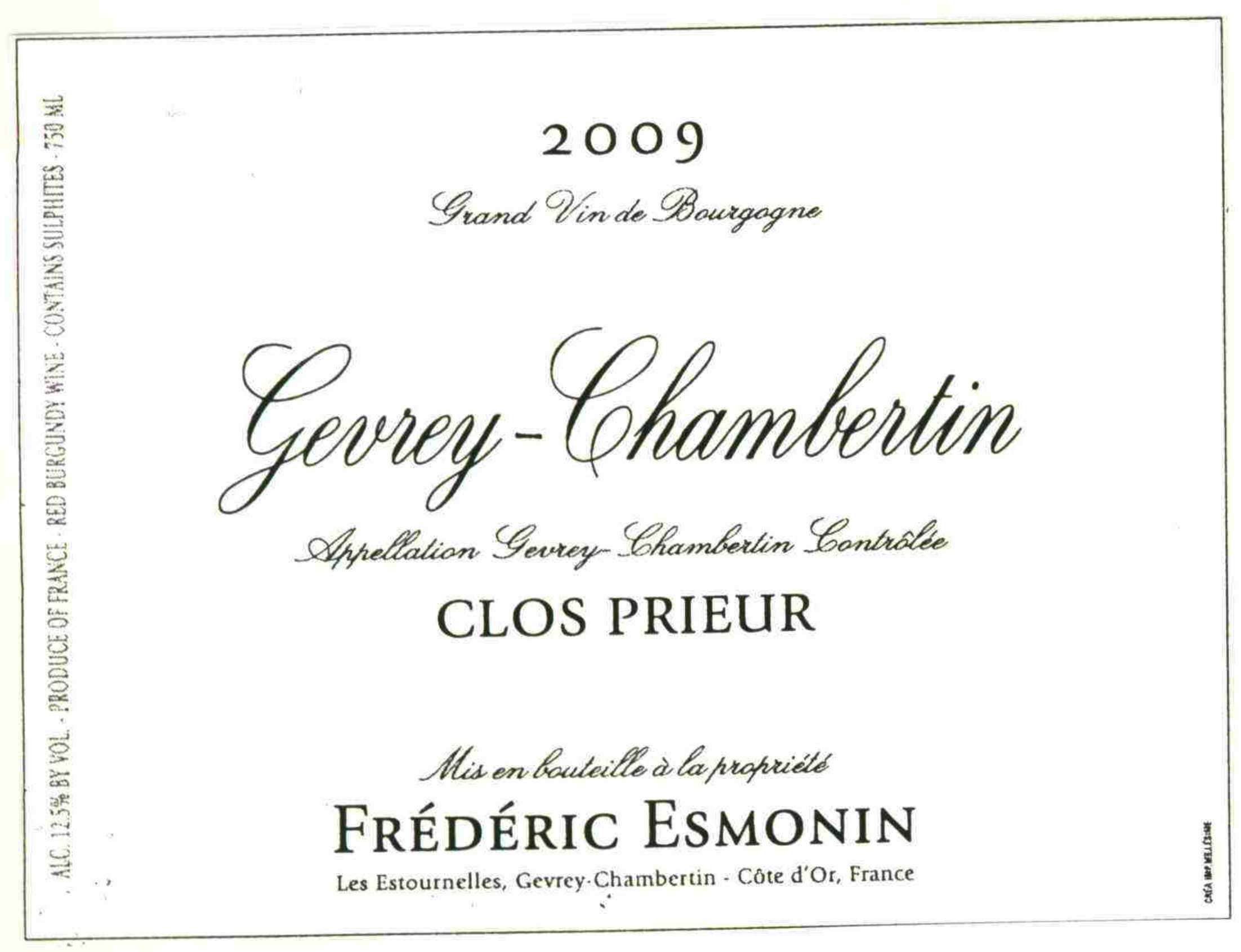 TABC label artwork for FREDERIC ESMONIN GEVREY CHAMBERTIN CLOS PRIEUR