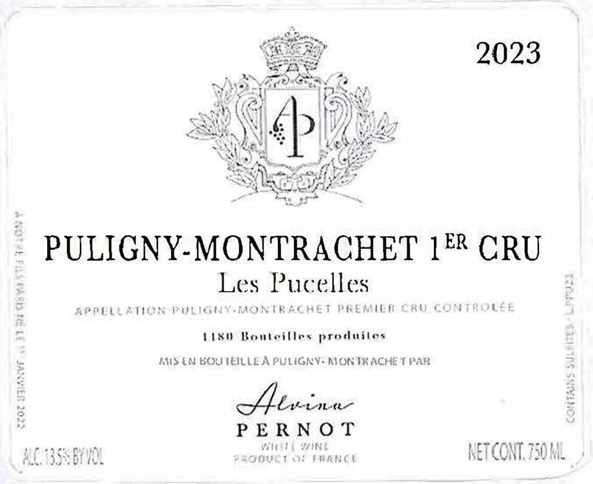 TABC label artwork for ALVINA PERNOT PULIGNY MONTRACHET LES PUCELLES