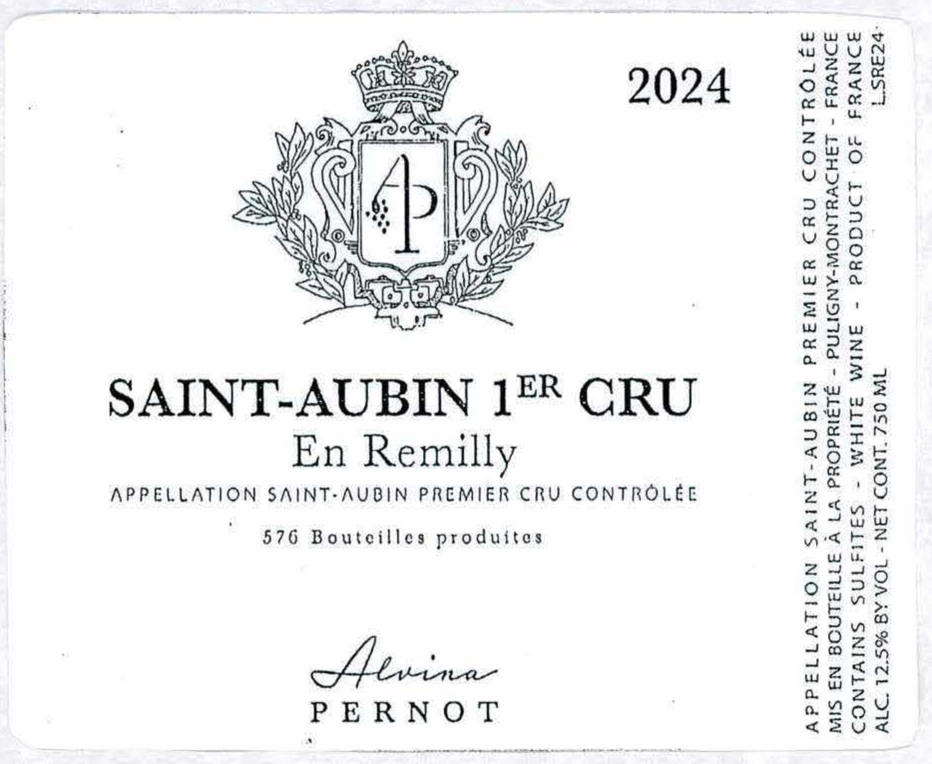 TABC label artwork for ALVINA PERNOT SAINT AUBIN EN REMILLY