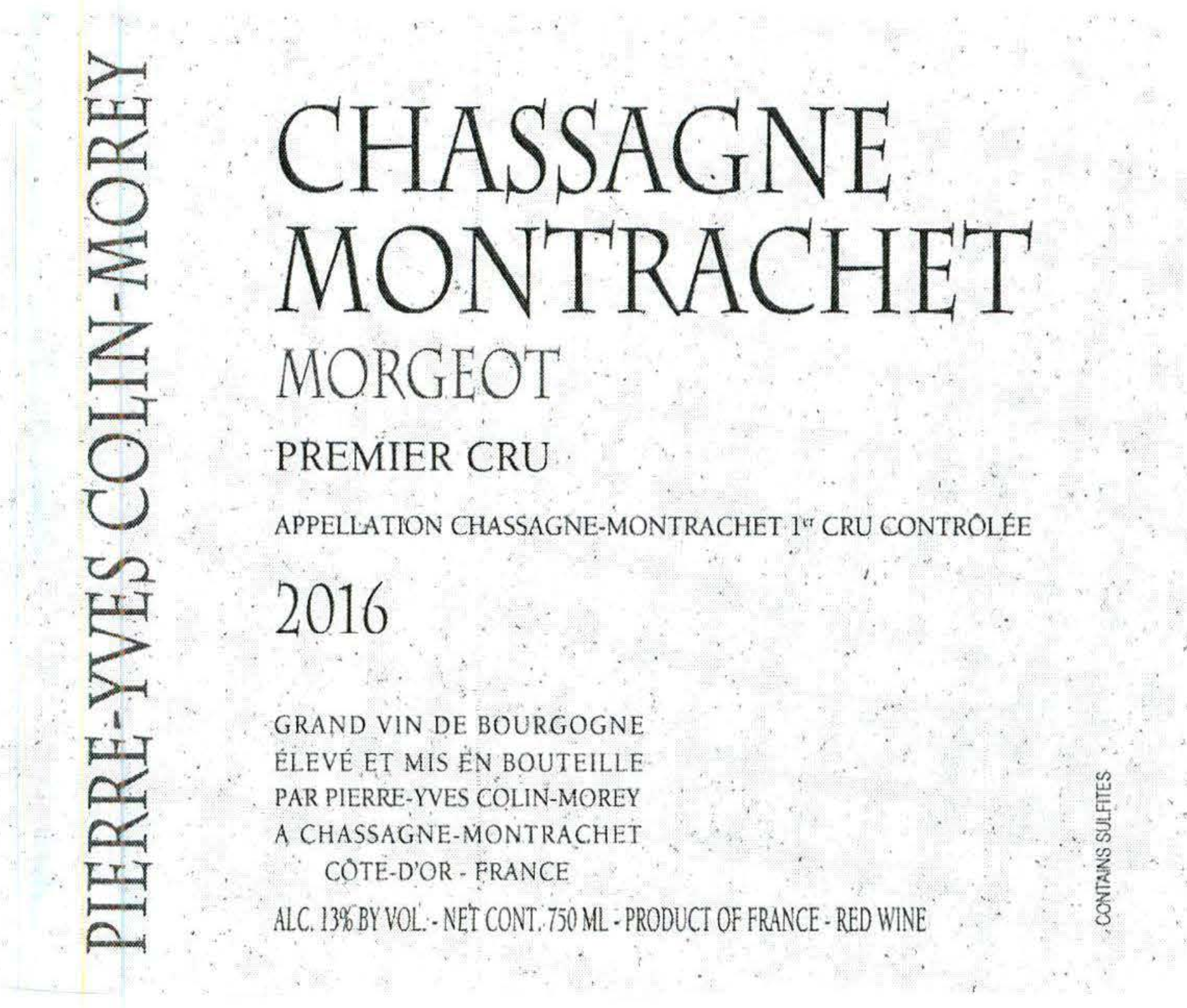TABC label artwork for PIERRE-YVES COLIN-MOREY CHASSAGNE MONTRACHET MORGEOT