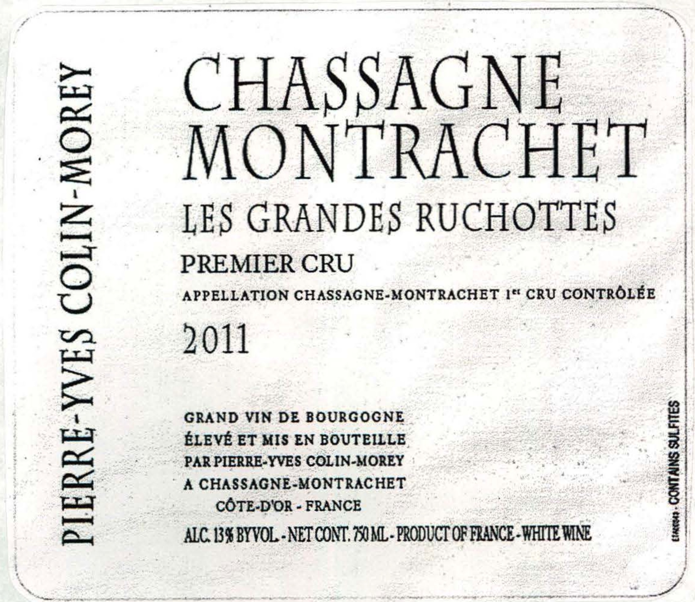 TABC label artwork for PIERRE-YVES COLIN-MOREY CHASSAGNE MONTRACHET LES GRANDES RUCHOTTES