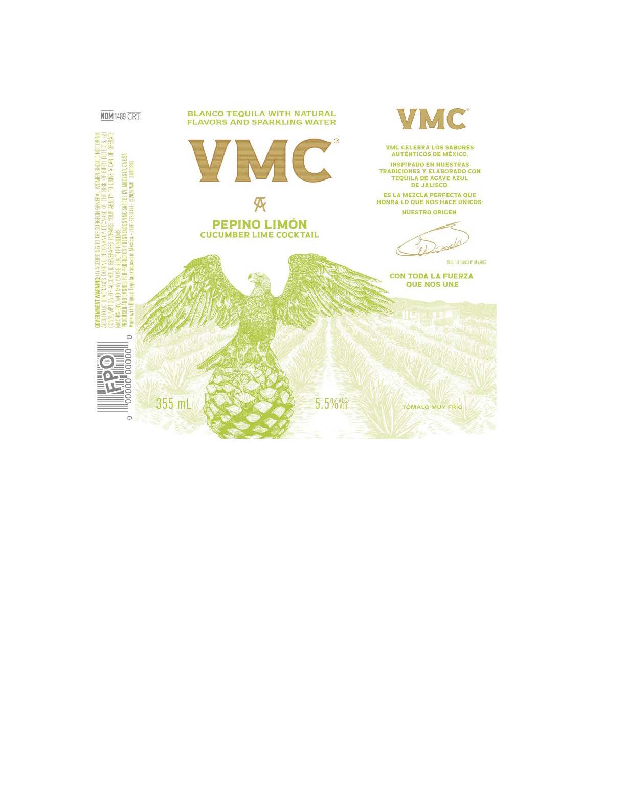 TABC label artwork for VMC Pepino Limón Cucumber Lime Cocktail