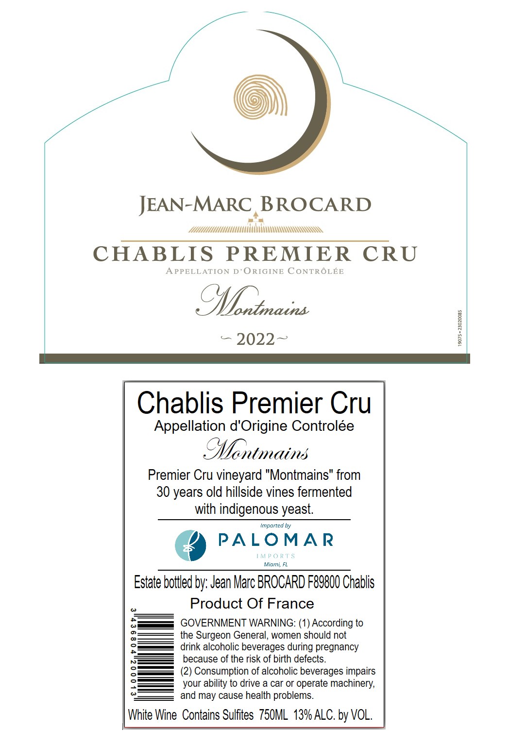 TABC label artwork for Jean-Marc Brocard Chablis Premier Cru Montmains