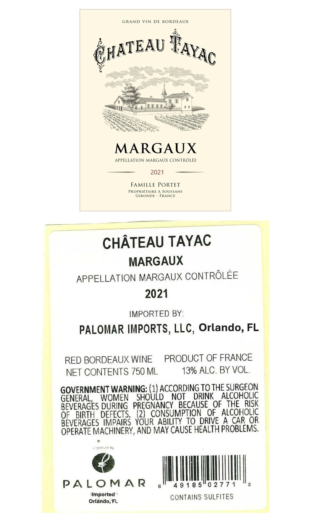 TABC label artwork for Chateau Tayac Margaux