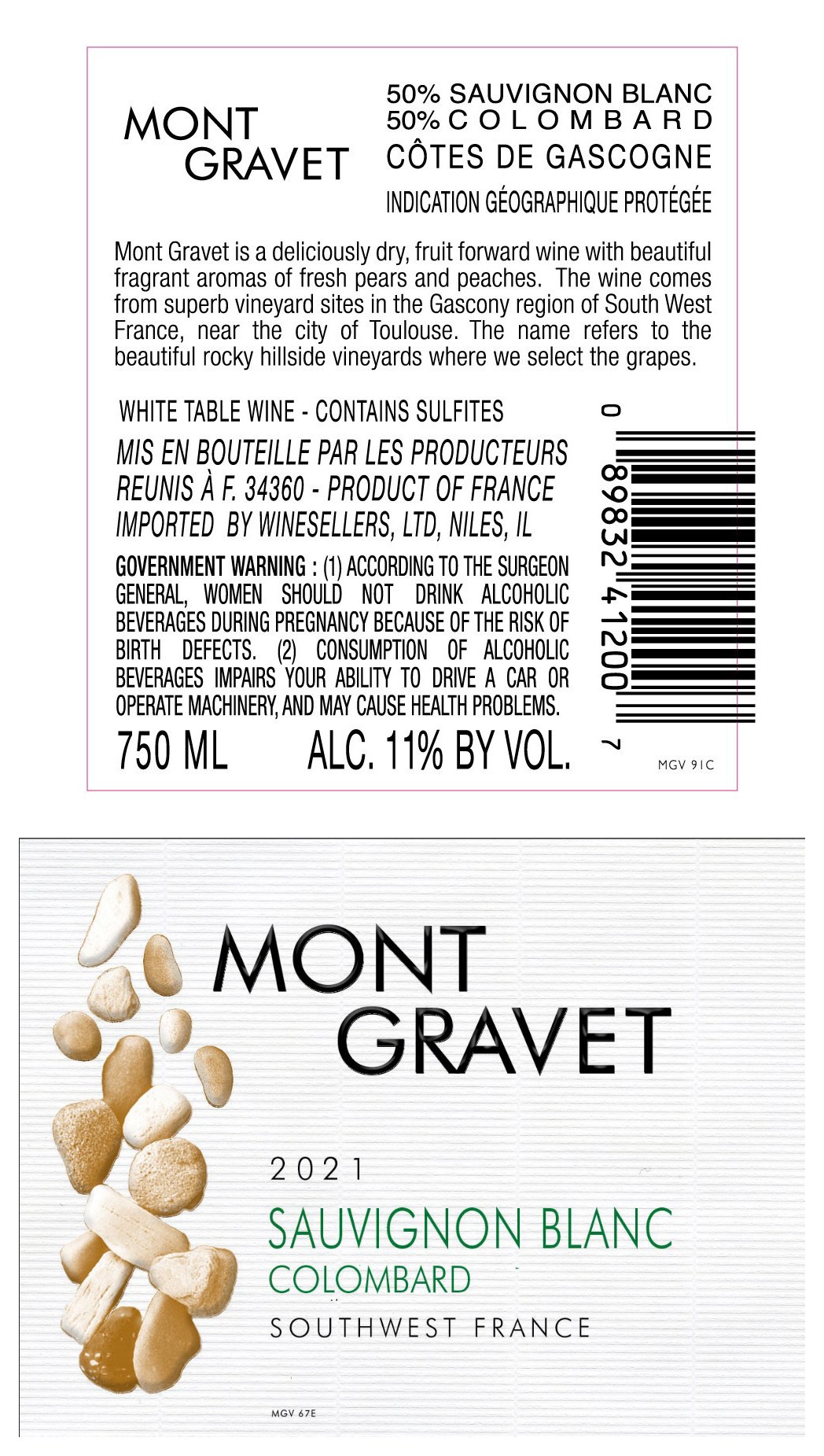 TABC label artwork for Mont Gravet Sauv Blanc/Colombard