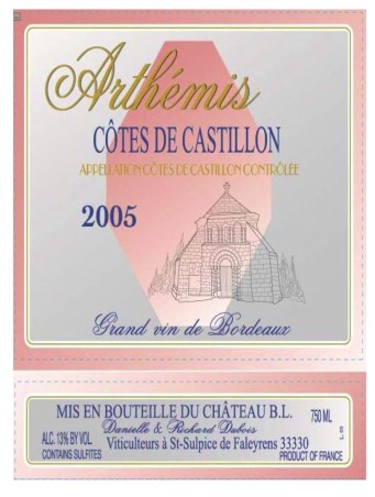 TABC label artwork for Arthemis Cotes de Castillon